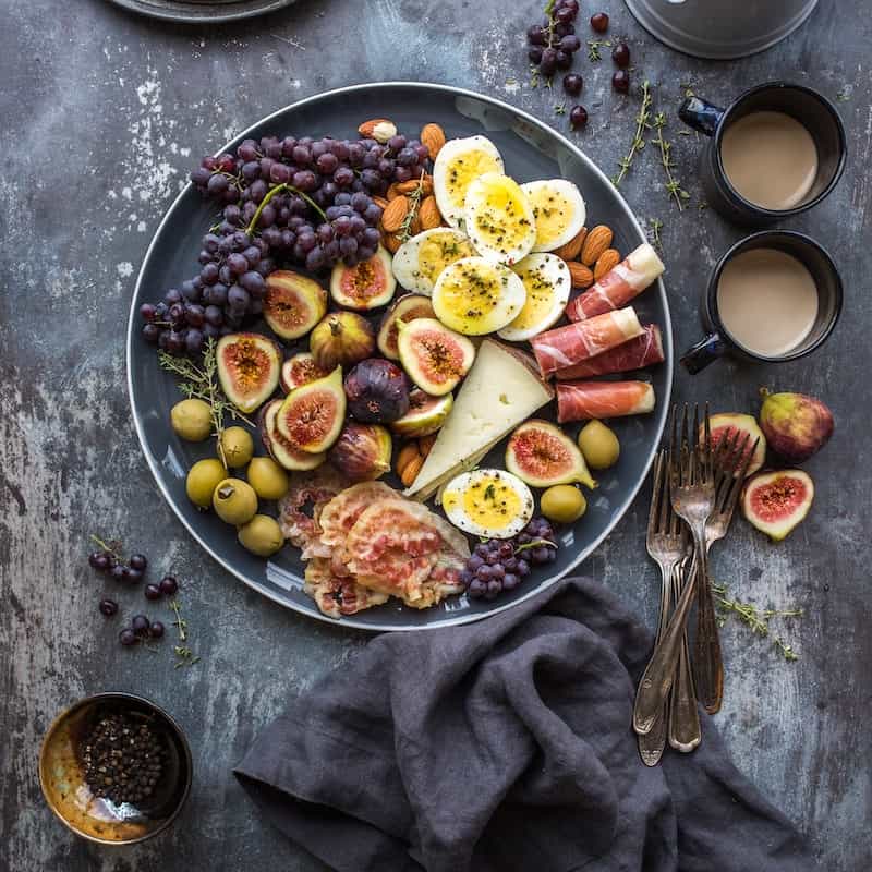 Photo of fruit, eggs, cheese and lunch meat