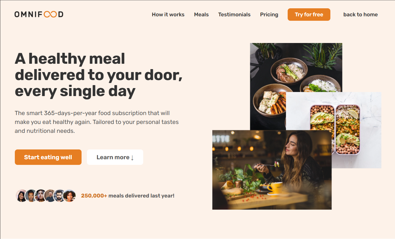 Photo of the Omnifood home page